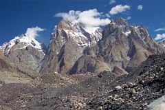 
Trango Ri, Trango II, Trango Monk, Trango Nameless Tower, Great Trango Tower And Trango Pulpit, Trango Castle From Baltoro Glacier Between Paiju And Khoburtse
